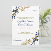 Exquisite Reben zum Hochzeitsempfang | Marine und  Einladung (Stehend Vorderseite)