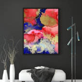 Exquisite Red Blue Gold Abstrakte Kunst Poster