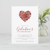Exquisite Red Floral Heart Galentine's Day Party  Einladung (Stehend Vorderseite)