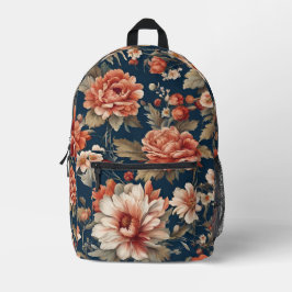 Exquisite Retro Orange Rose, Blätter und Blume Bedruckter Rucksack