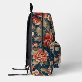 Exquisite Retro Orange Rose, Blätter und Blume Bedruckter Rucksack (Links)