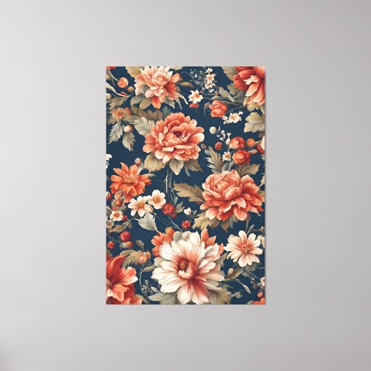 Exquisite Retro Orange Rose, Blätter und Blume Leinwanddruck (Vorderseite)