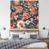 Exquisite Retro Orange Rose, Blätter und Blume Leinwanddruck (Insitu (Schlafzimmer))