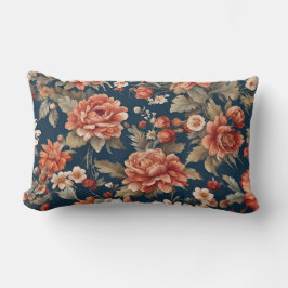 Exquisite Retro Orange Rose, Blätter und Blume Lendenkissen