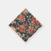 Exquisite Retro Orange Rose, Blätter und Blume Serviette (Ecke)
