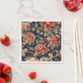 Exquisite Retro Orange Rose, Blätter und Blume Serviette (Beispiel)