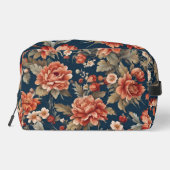 Exquisite Retro Orange Rose, Blätter und Blume Waschbeutel (Rückseite)