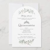 Exquisite Romantic Minimal Spring Floral Tiara XVs Einladung (Vorderseite)