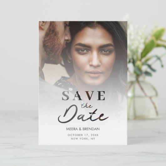 Exquisite Romantic Translucent & Laser Cut Effect Save The Date (Stehend Vorderseite)