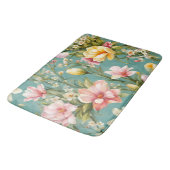 Exquisite Rosa, Gelbe Magnolien mit weißen Blume Badematte (Schrägansicht)