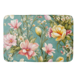 Exquisite Rosa, Gelbe Magnolien mit weißen Blume Badematte