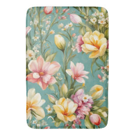 Exquisite Rosa, Gelbe Magnolien mit weißen Blume Badematte