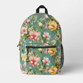 Exquisite Rosa, Gelbe Magnolien mit weißen Blume Bedruckter Rucksack