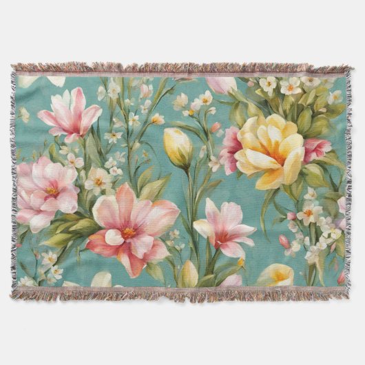 Exquisite Rosa, Gelbe Magnolien mit weißen Blume Decke (Vorderseite)