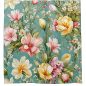 Exquisite Rosa, Gelbe Magnolien mit weißen Blume Duschvorhang (Vorderseite)