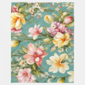 Exquisite Rosa, Gelbe Magnolien mit weißen Blume Fleecedecke (Vorderseite)