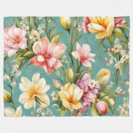 Exquisite Rosa, Gelbe Magnolien mit weißen Blume Fleecedecke