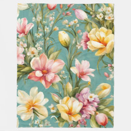 Exquisite Rosa, Gelbe Magnolien mit weißen Blume Fleecedecke