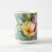 Exquisite Rosa, Gelbe Magnolien mit weißen Blume Kaffeetasse (Mittel)