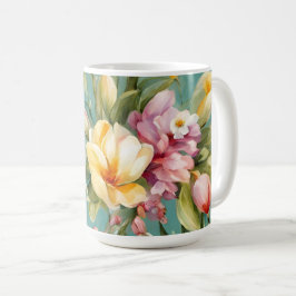 Exquisite Rosa, Gelbe Magnolien mit weißen Blume Kaffeetasse