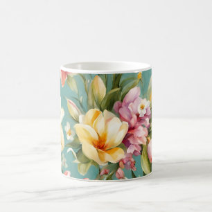 Exquisite Rosa, Gelbe Magnolien mit weißen Blume Kaffeetasse