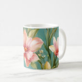 Exquisite Rosa, Gelbe Magnolien mit weißen Blume Kaffeetasse (VorderseiteRechts)