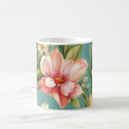 Exquisite Rosa, Gelbe Magnolien mit weißen Blume Kaffeetasse
