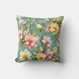 Exquisite Rosa, Gelbe Magnolien mit weißen Blume Kissen