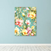 Exquisite Rosa, Gelbe Magnolien mit weißen Blume Leinwanddruck (Insitu (Holzboden))