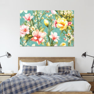 Exquisite Rosa, Gelbe Magnolien mit weißen Blume Leinwanddruck