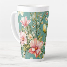 Exquisite Rosa, Gelbe Magnolien mit weißen Blume Milchtasse