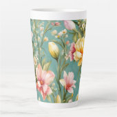 Exquisite Rosa, Gelbe Magnolien mit weißen Blume Milchtasse (Vorderseite)