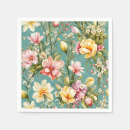 Exquisite Rosa, Gelbe Magnolien mit weißen Blume Serviette