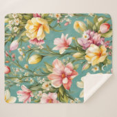 Exquisite Rosa, Gelbe Magnolien mit weißen Blume Sherpadecke (Vorderseite (Horizontal))