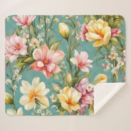 Exquisite Rosa, Gelbe Magnolien mit weißen Blume Sherpadecke