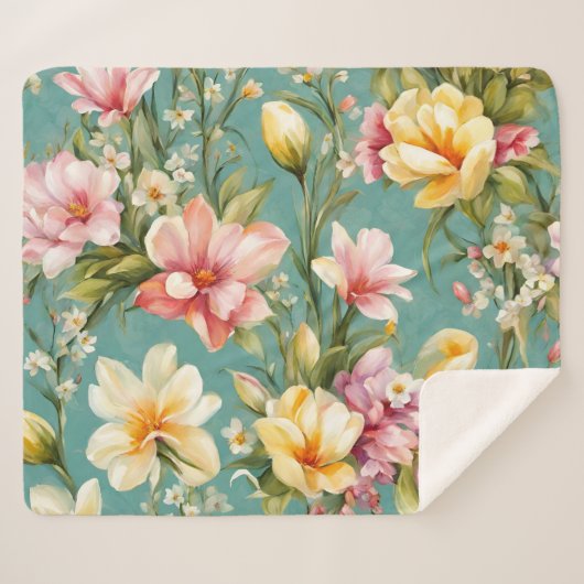 Exquisite Rosa, Gelbe Magnolien mit weißen Blume Sherpadecke (Vorderseite (Horizontal))