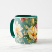 Exquisite Rosa, Gelbe Magnolien mit weißen Blume Tasse (Vorderseite Links)