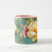 Exquisite Rosa, Gelbe Magnolien mit weißen Blume Tasse (Zentrum)