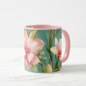 Exquisite Rosa, Gelbe Magnolien mit weißen Blume Tasse (VorderseiteRechts)