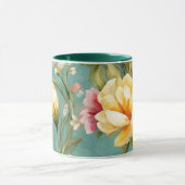 Exquisite Rosa, Gelbe Magnolien mit weißen Blume Tasse (Zentrum)