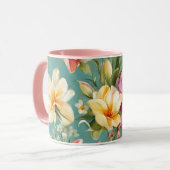 Exquisite Rosa, Gelbe Magnolien mit weißen Blume Tasse (Vorderseite Links)