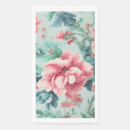 Exquisite rosa glatter Blume, grüne blaue Blätter Serviette