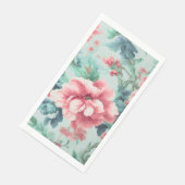 Exquisite rosa glatter Blume, grüne blaue Blätter Serviette (Ecke)