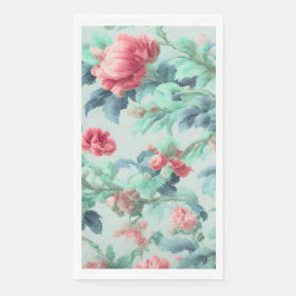 Exquisite rosa glatter Blume, grüne blaue Blätter Serviette