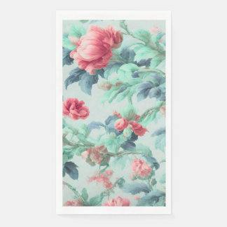 Exquisite rosa glatter Blume, grüne blaue Blätter Serviette