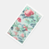 Exquisite rosa glatter Blume, grüne blaue Blätter Serviette (Ecke)