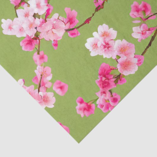 Exquisite rosa Kirschblüten aus Chartreuse Seidenpapier (Ausschnitt)