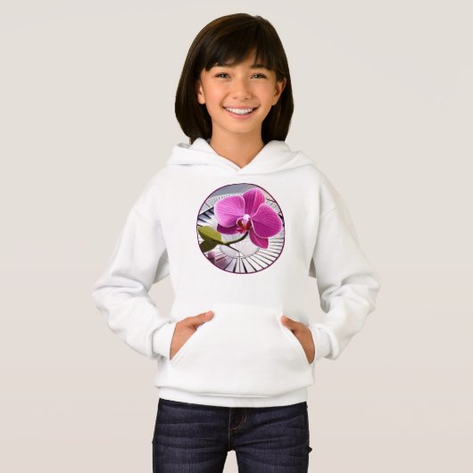 Exquisite rosa Orchideen-Erholungen auf Silberplat Hoodie (Vorne ganz)