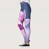 Exquisite rosa Orchideen-Erholungen auf Silberplat Leggings (Links)