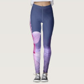 Exquisite rosa Orchideen-Erholungen auf Silberplat Leggings (Vorderseite)